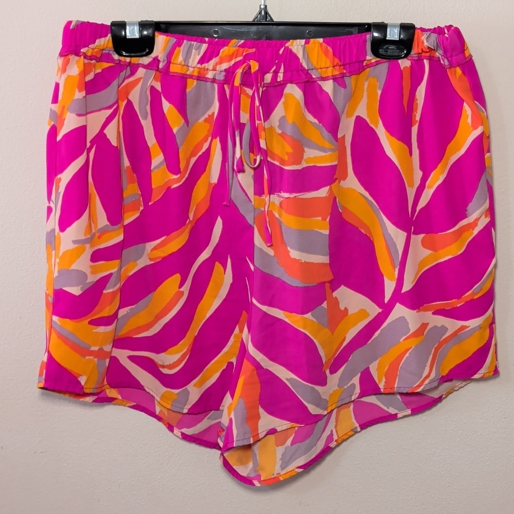 Geegee Shorts Set Pink Orange Tropical Summer Lightweight Women's Size 1XL - Picture 7 of 8